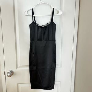 Meshki Satin Corset Lace Dress - Size XS- Black